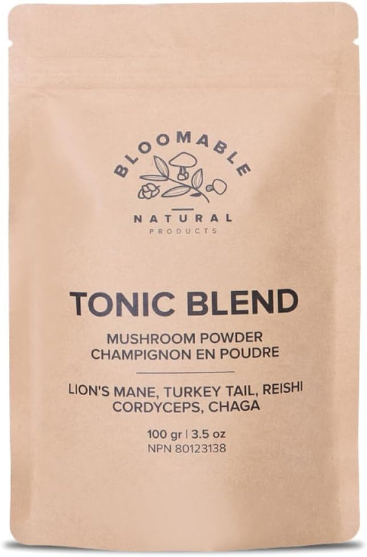 Mushroom Superfood Powder Blend for Coffee, Smoothies, and Tea - Lion's Mane, Reishi, Turkey Tail, Cordyceps, Chaga - 3.5 oz
