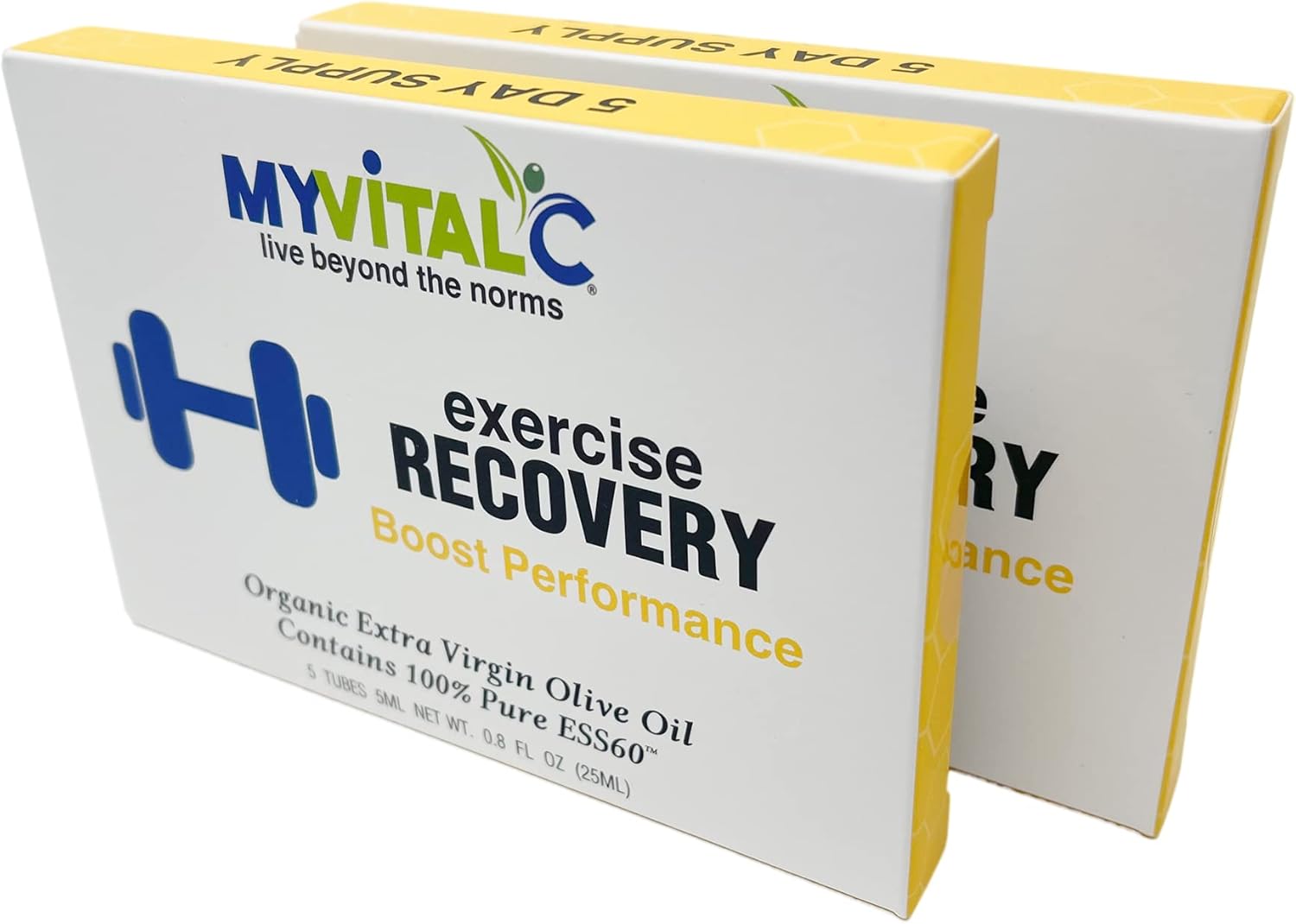 MyVitalC ESS60 Organic Extra Virgin Olive Oil Exercise Recovery Supplement, 10-Day Supply, Pack of 2