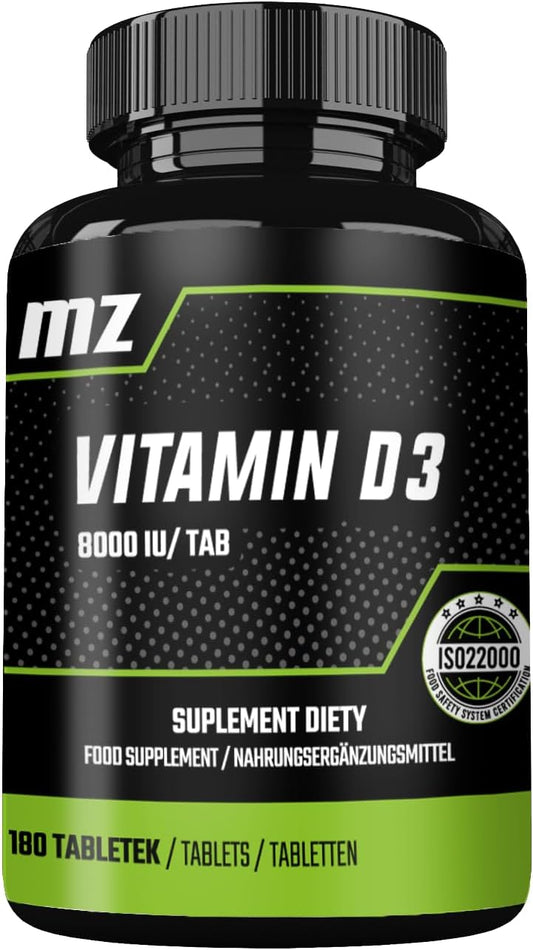 MZ Vitamin D3 2000 IU Tablet - 180 Tablets, 720 Servings - Supports Bone Health & Calcium Balance - Dietary Supplement