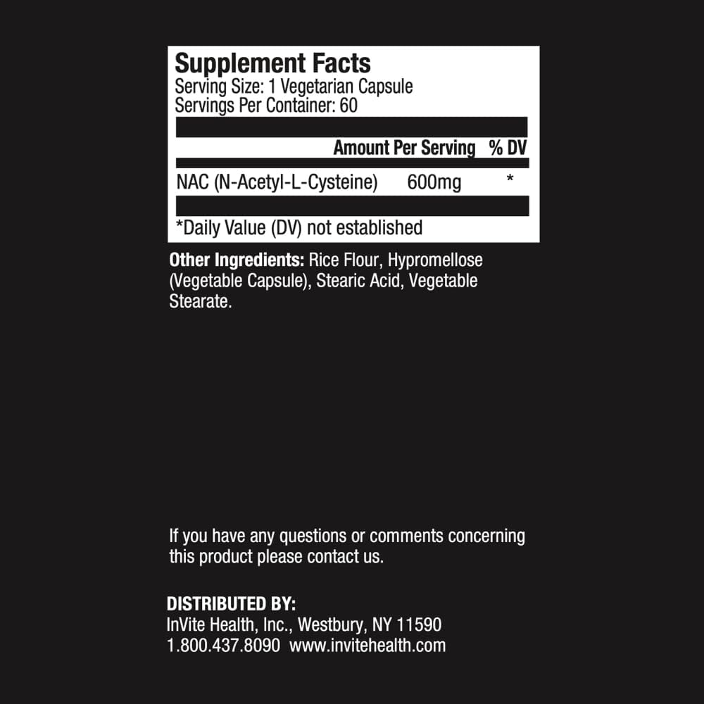 N-Acetyl Cysteine (NAC) Supplement for Liver and Brain Health - L-Cysteine Amino Acid Source - 60 Veg Caps (2-Pack)