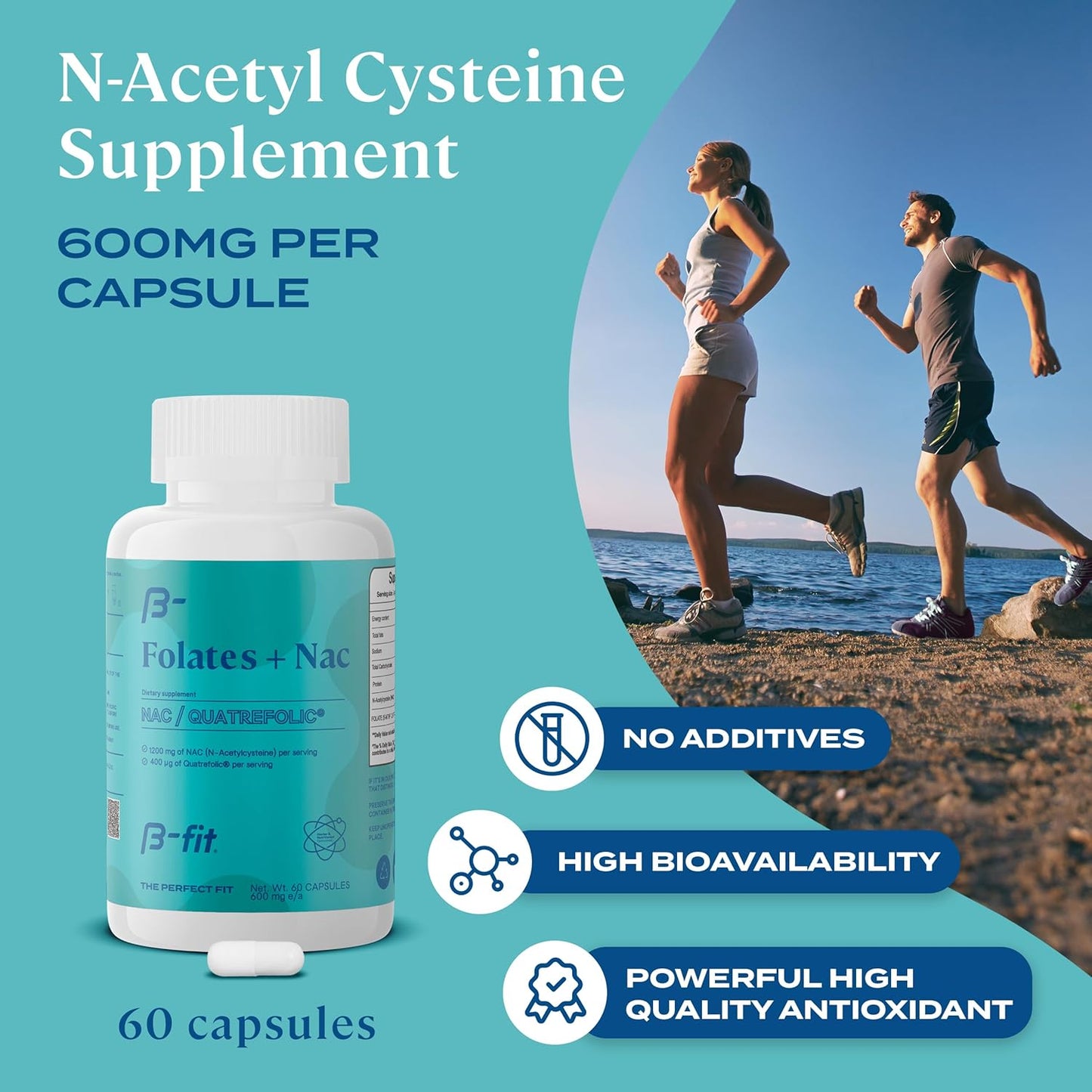 N-Acetyl Cysteine Supplement - 60 Capsules - 600mg - High Bioavailability - Antioxidant & Liver Detox Support - Pure & Additive-Free