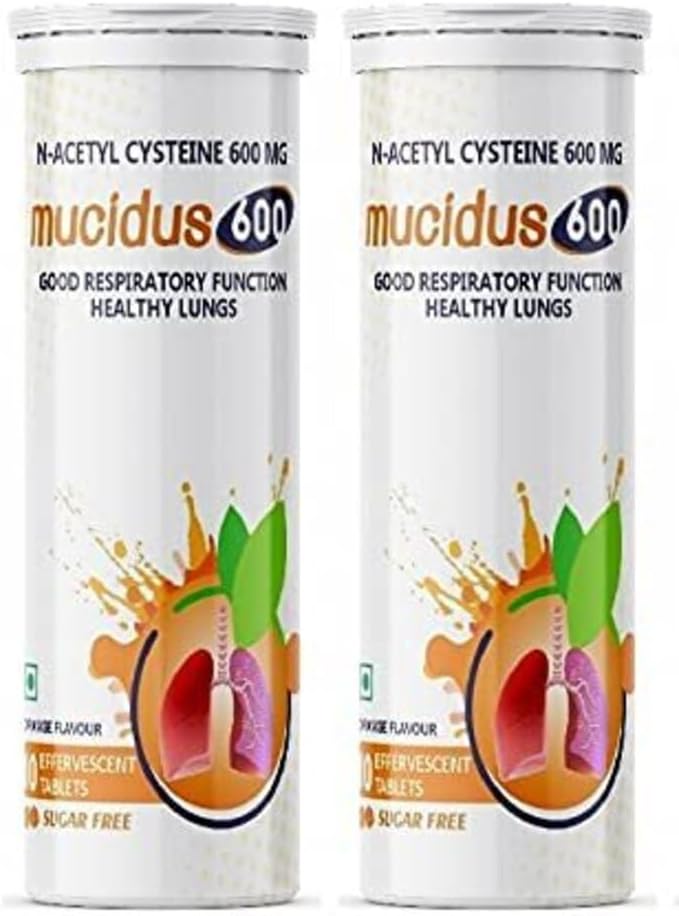 N-Acetylcysteine 600mg Effervescent Tablets - Antioxidant for Lung & Liver Health, Skincare - Sugar Free Orange Flavour - Men & Women - 2 Tubes of 10 Tabs