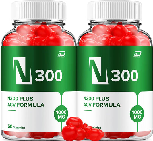 N300 Keto ACV Gummies Supplement - Apple Cider Vinegar 1000MG, Vitamin B12 - 2 Pack (120 Gummies)
