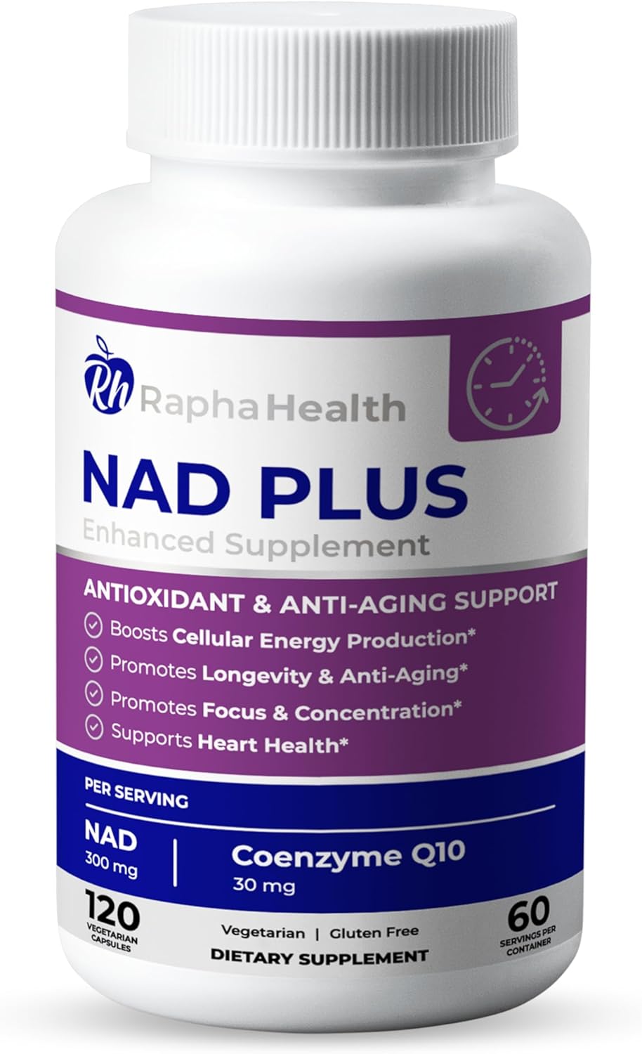 NAD CoQ10 Supplement for Energy, Anti-Aging & Health | Heart & Brain Support | 120 Capsules