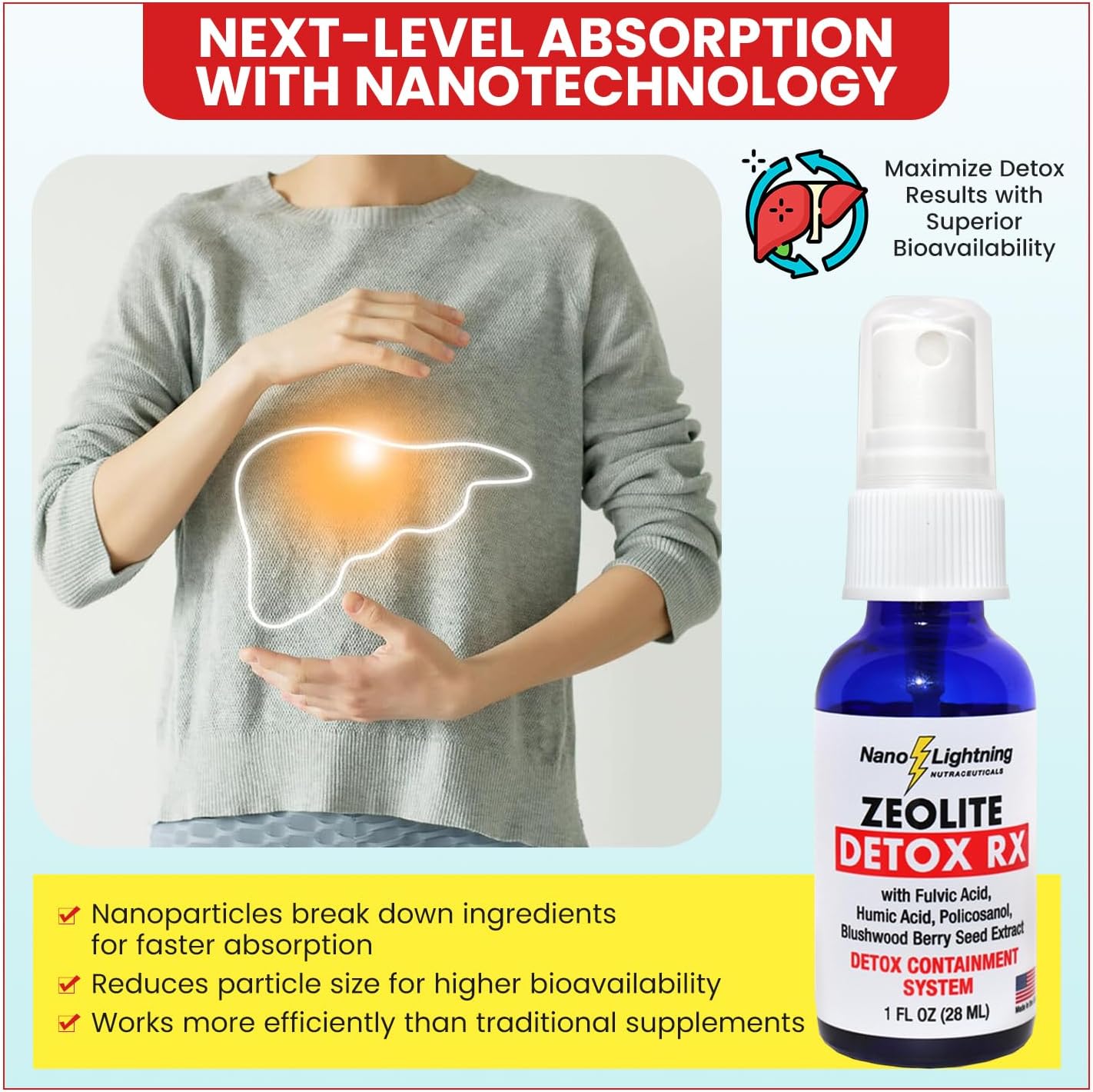 Nano Lightning Nutraceuticals Zeolite Detox Rx - High Purity Zeolite Detox Supplement with Blushwood Seed Extract for Superior Absorption