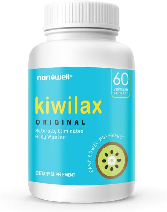NANOWELL Kiwilax Original Capsules - Promotes Healthy Digestion and Bowel Movements with Magnesium & Kiwi Blend - 60 Day Supply