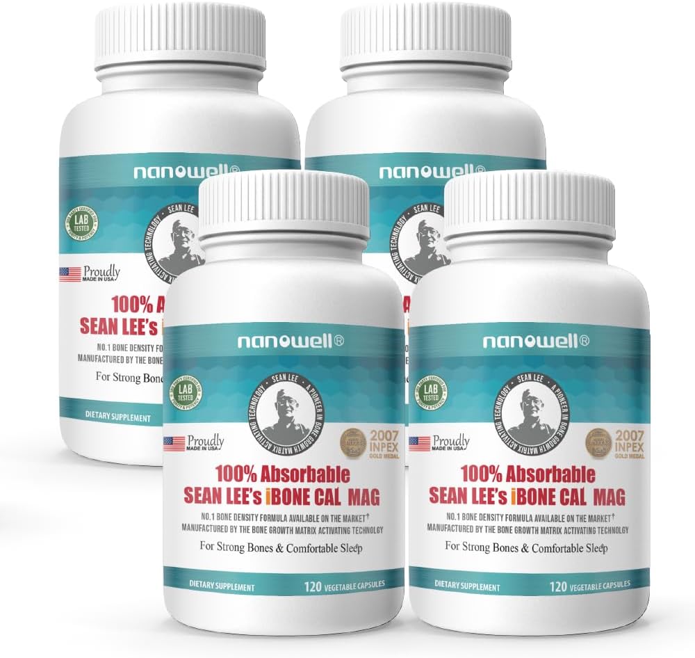 NANOWELL Sean Lee's iBone Cal Mag 120 Capsules X 4 Bottles - Bone Health, Calcium Supplement (480 Count) for 4 Months