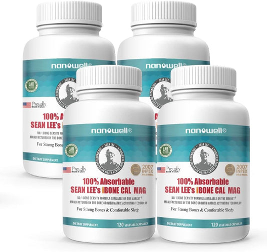 NANOWELL Sean Lee's iBone Cal Mag 120 Capsules X 4 Bottles - Bone Health, Calcium Supplement (480 Count) for 4 Months