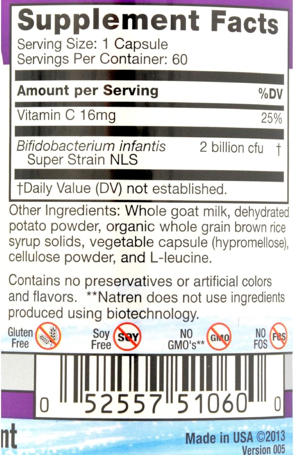 Natren Life Start 2 Probiotics - 60 Vegetarian Capsules for Adult Gut Health