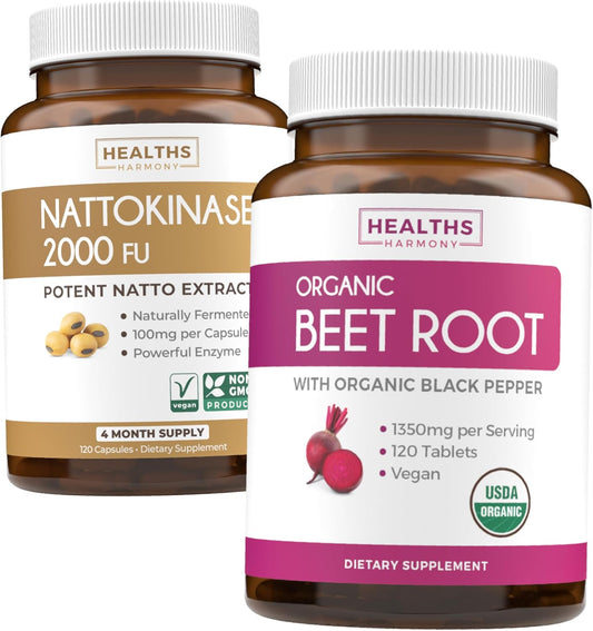 Nattokinase & Beet Root Supplement - 4 Month Supply - Antioxidants & Nitrate Boost