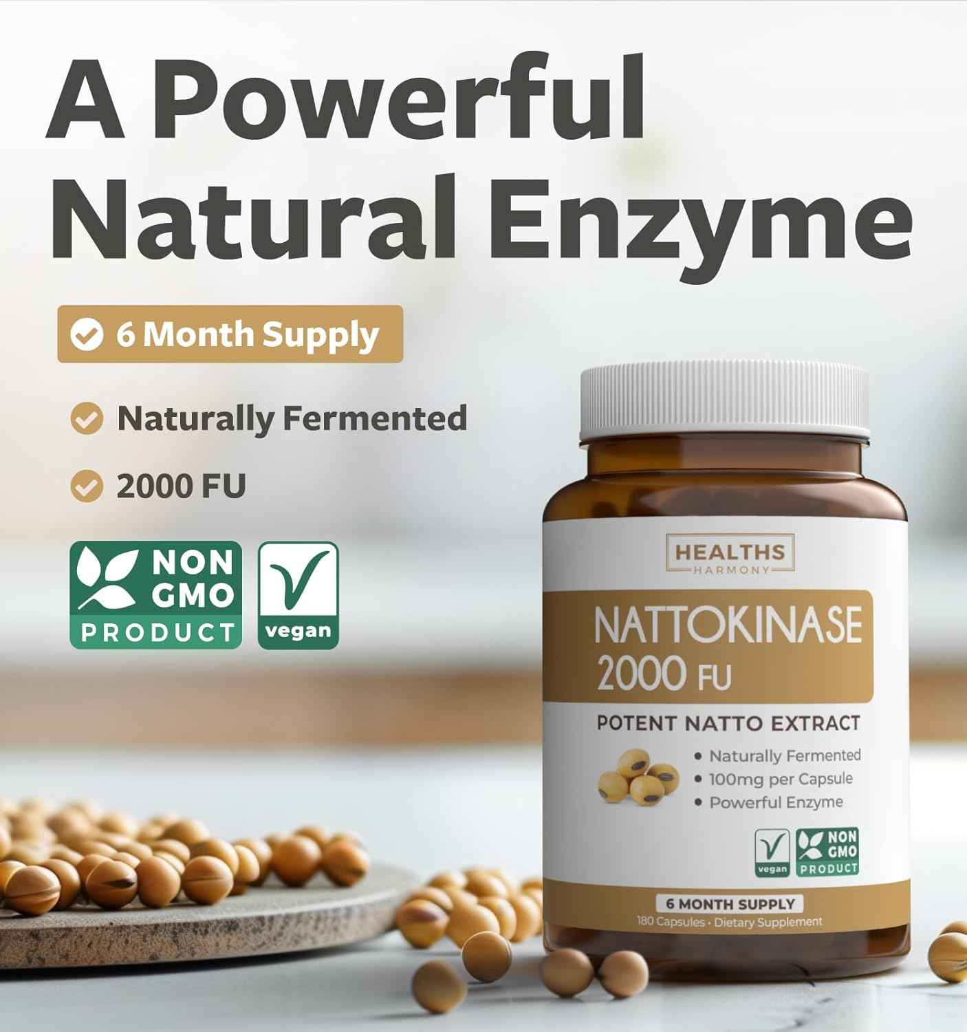 Nattokinase & Green Tea (2-Month Supply) Green Boost Bundle - Nattokinase 2000 FU Powerful Naturally Fermented Soybeans -180 Caps & Green Tea Extract 98% with EGCG (Non-GMO) Natural Metabolism Boost