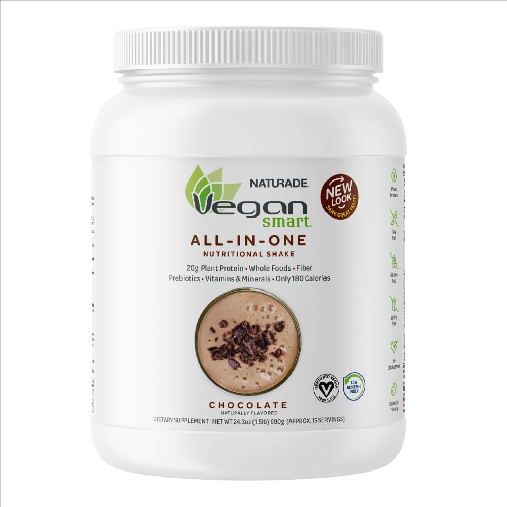 Naturade Vegansmart Plant Based Vegan Protein Powder - Chocolate, 2 Pack, 30 Servings - All-in-One Nutritional Shake Blend, Gluten Free & Non-GMO