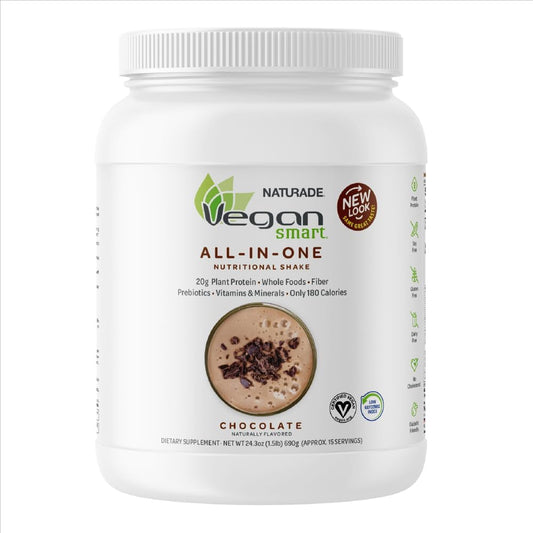 Naturade Vegansmart Plant Based Vegan Protein Powder - Chocolate, 2 Pack, 30 Servings - All-in-One Nutritional Shake Blend, Gluten Free & Non-GMO