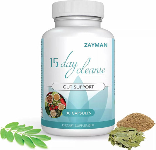 Natural 15-Day Colon Cleanse Detox Support Supplement - Gut Health Formula with Senna, Cascara Sagrada & Psyllium Husk - 30 Capsules for Men and Women