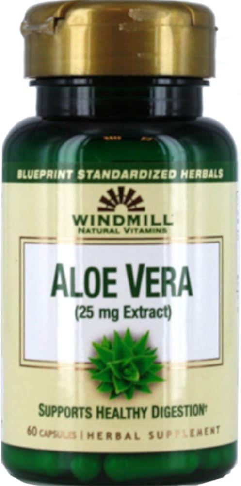 Natural Aloe Vera Extract Vitamins in 60 Capsules for Overall Wellness - 25mg Concentration (1 Pack)