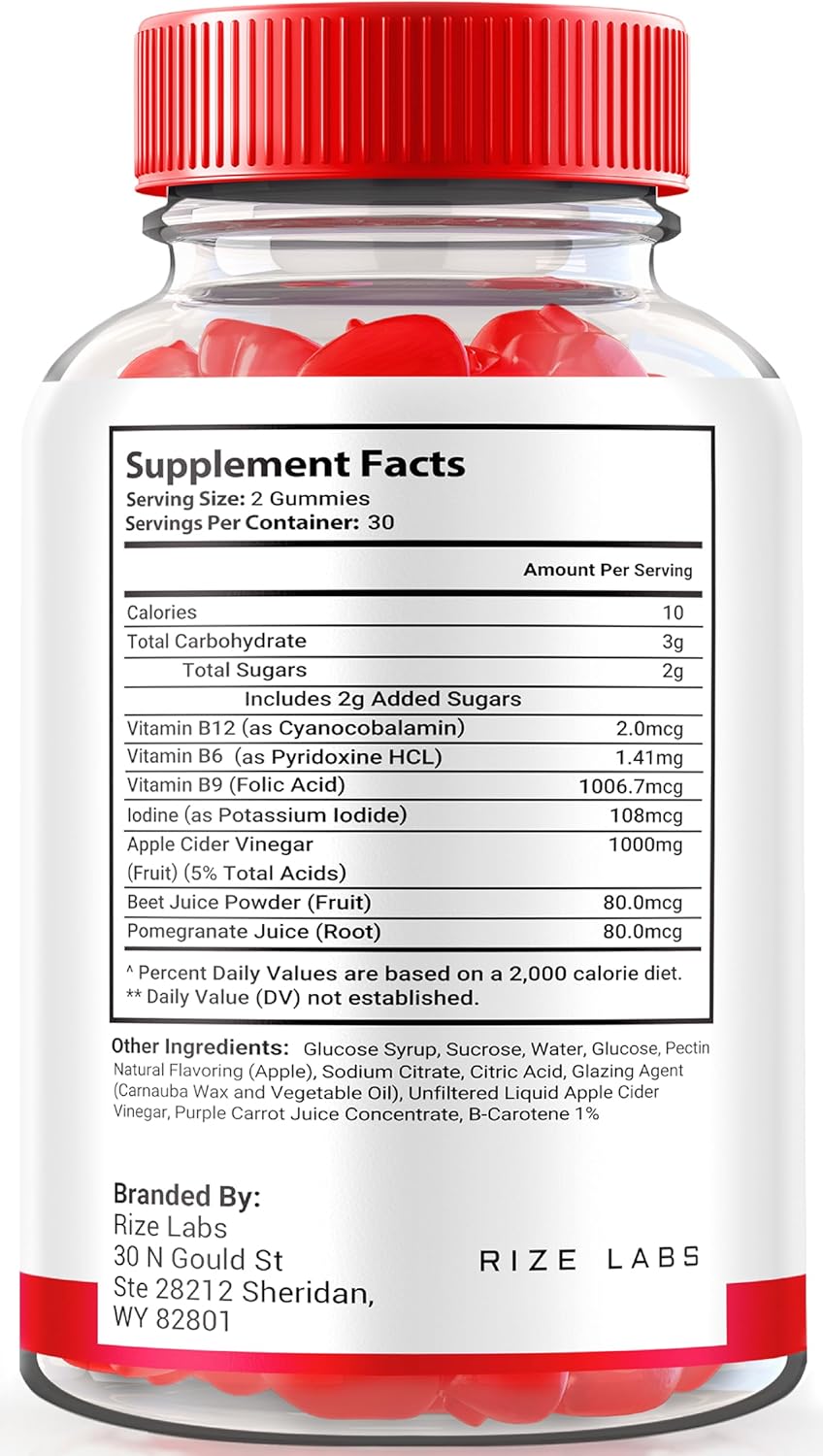 Natural Apple Cider Vinegar Supplement for Advanced  Slimming Formula  - Rize Labs Slim Plus Keto ACV Gummies (60 Gummies)