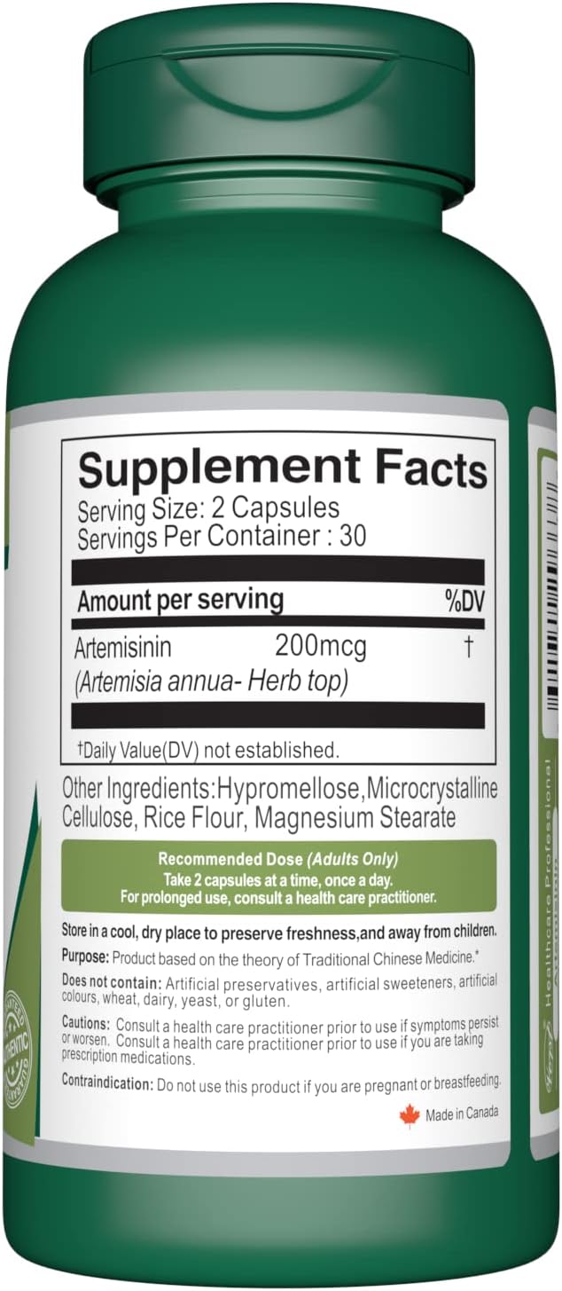 Natural Artemisinin Supplement for Immune System Support - 60 Vegan Capsules | Traditional Chinese Medicine (TCM) Qing Hao Herb