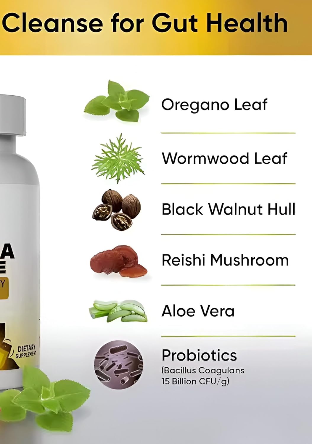 Natural AuraFlare Candida Cleanse Supplement for Digestive Balance - Oregano Leaf, Wormwood, Black Walnut - Gentle Support for Men and Women - 60 Capsules