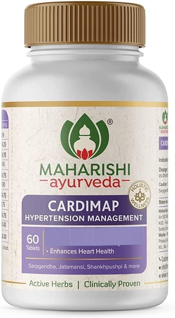 Natural Ayurvedic Cardimap Tablets | Supports Healthy Blood Pressure | Promotes Heart Health | Unique Formula | 30-Day Supply (60 Tablets)