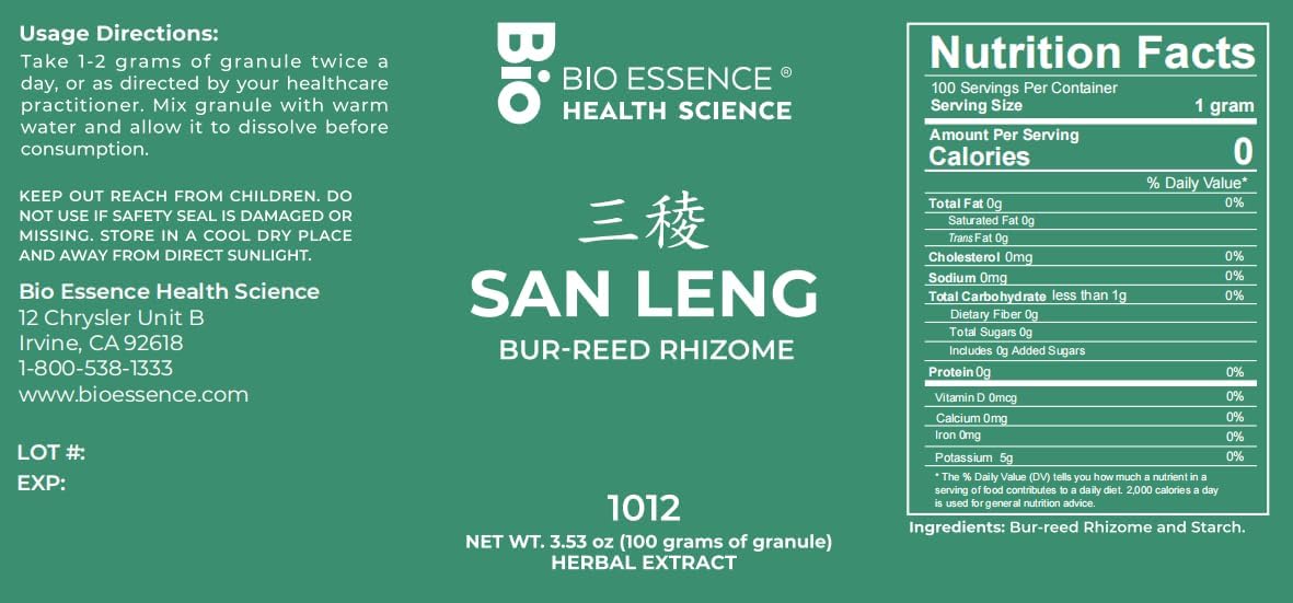 Natural Bio Essence Health Science San Leng Sparganium Rhizome 100g Supplement