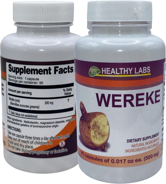 Natural Bionutritional Wereke Capsules - 90 Count (500mg) by VHealthy Labs