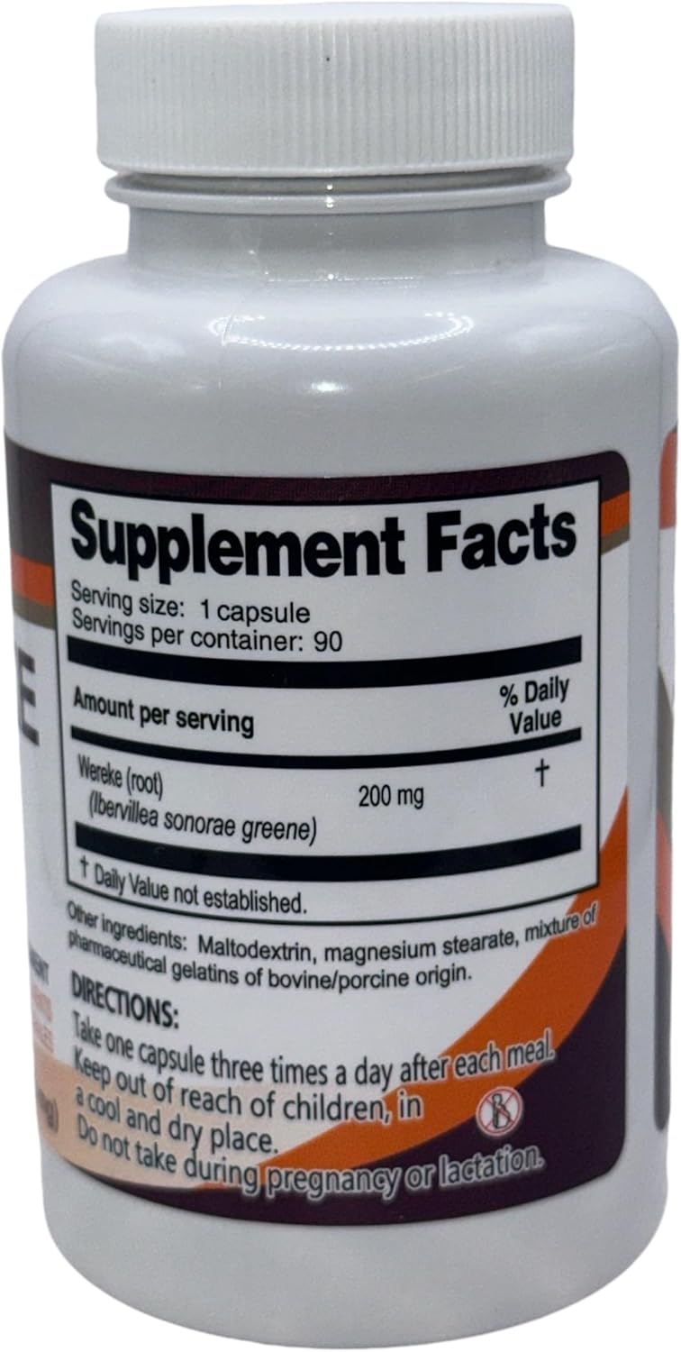 Natural Bionutritional Wereke Capsules - 90 Count (500mg) by VHealthy Labs