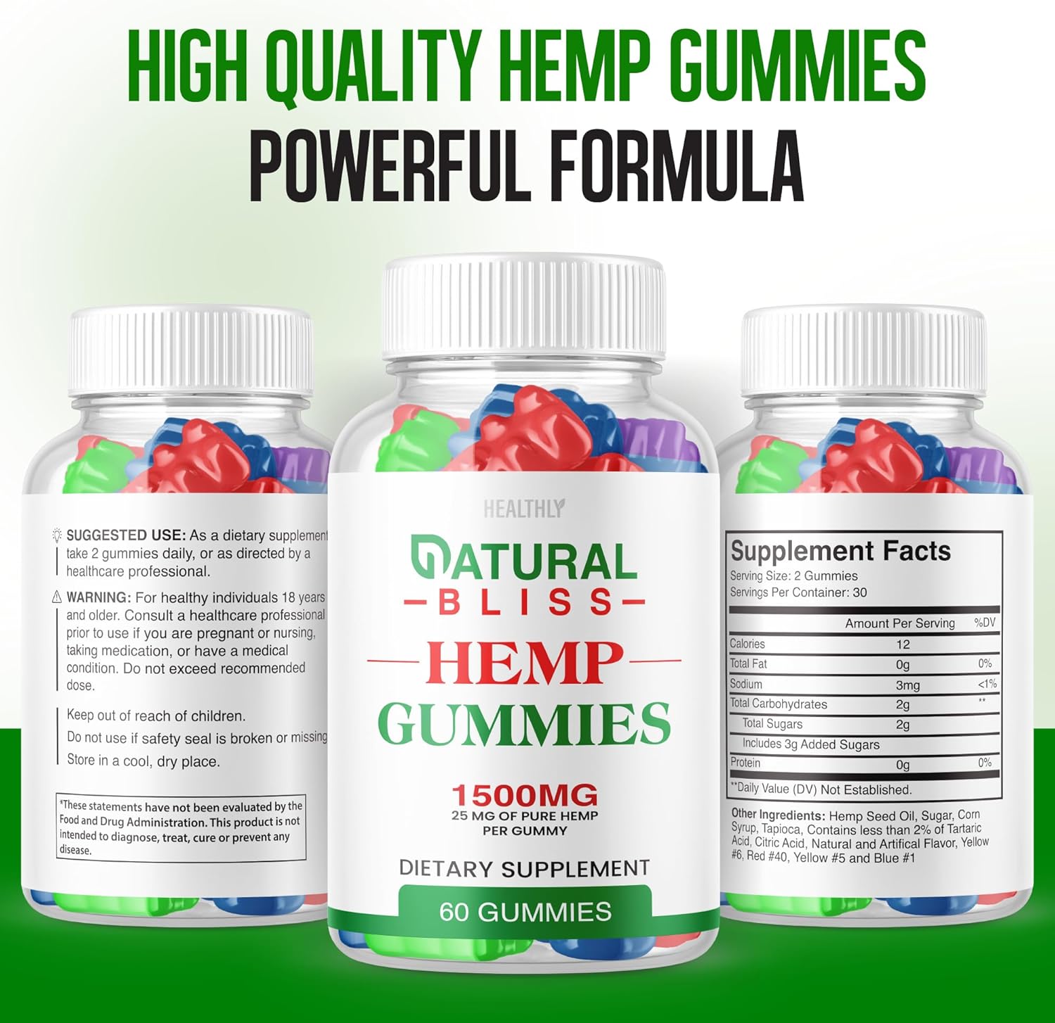 Natural Bliss metabolism booster Gummies - Premium Blend with 25mg metabolism booster per Gummy - 1500mg metabolism booster per Bottle - 60 Gummies