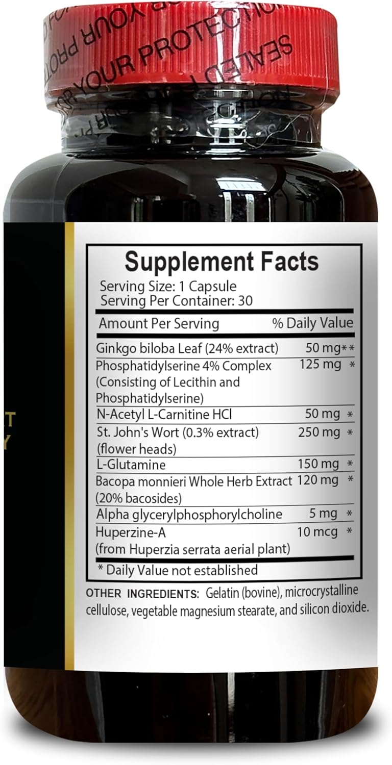 Natural Brain Health Supplements for Adults - Cognitive Support and Mental Clarity - Memory and Focus Enhancement - 2 Bottles 60 Capsules