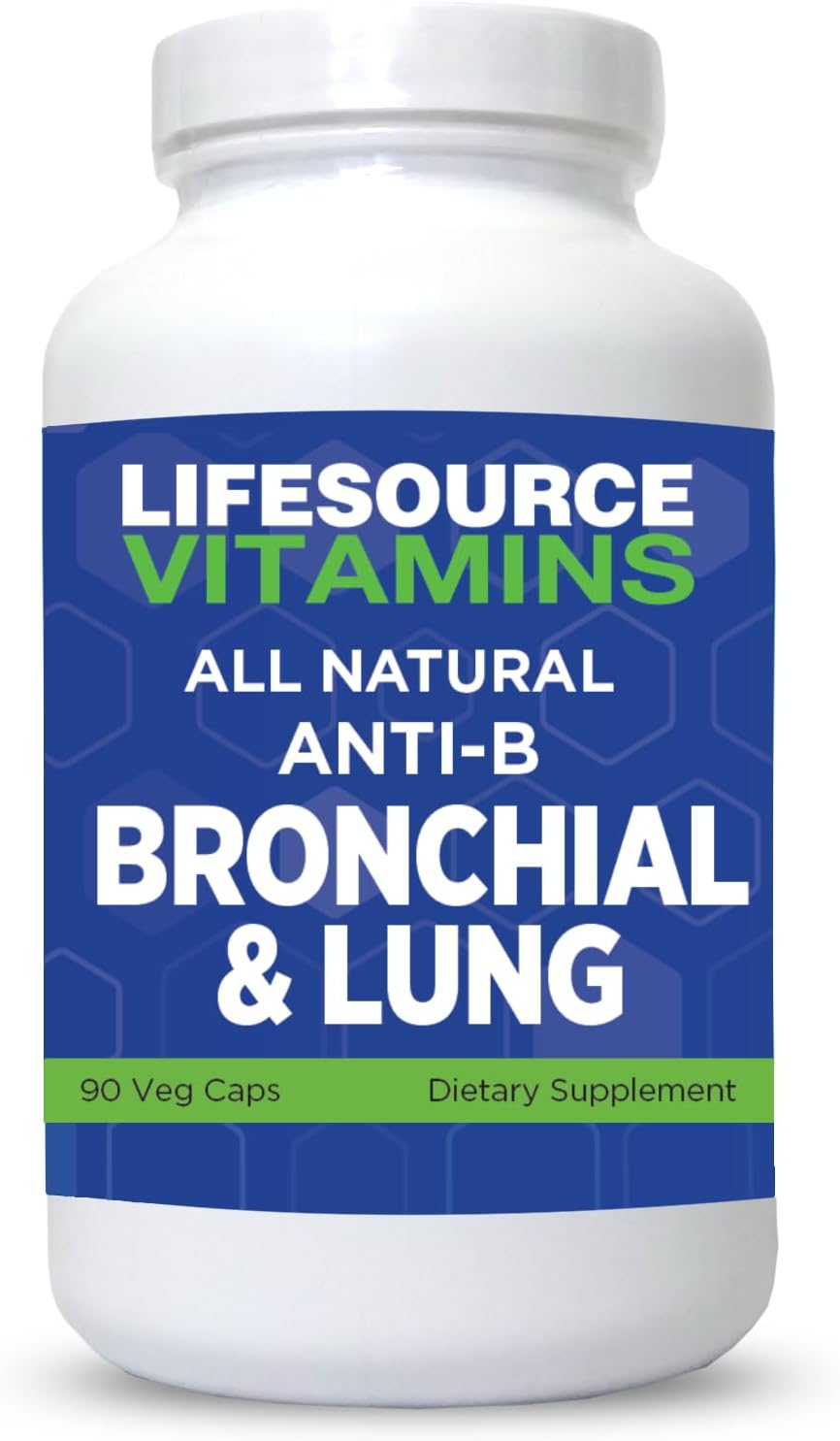 Natural Bronchial & Lung Support Supplement - 90 Capsules with 14 All Natural Ingredients - LifeSourceVitamins Formula