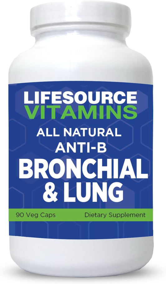 Natural Bronchial & Lung Support Supplement - 90 Capsules with 14 All Natural Ingredients - LifeSourceVitamins Formula