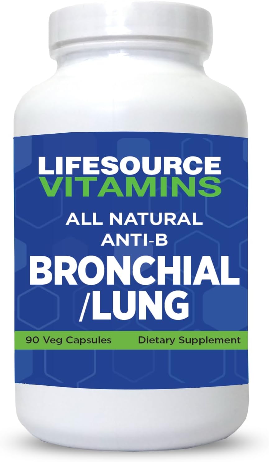 Natural Bronchial & Lung Support Supplement - 90 Capsules with 14 All Natural Ingredients - LifeSourceVitamins Formula