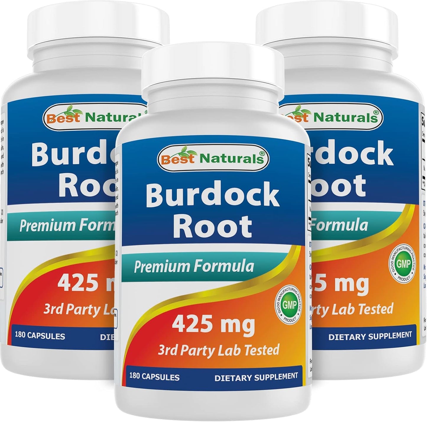 Natural Burdock Root Capsules - 425 mg, 180 Count (Pack of 3) - Top Quality Supplement