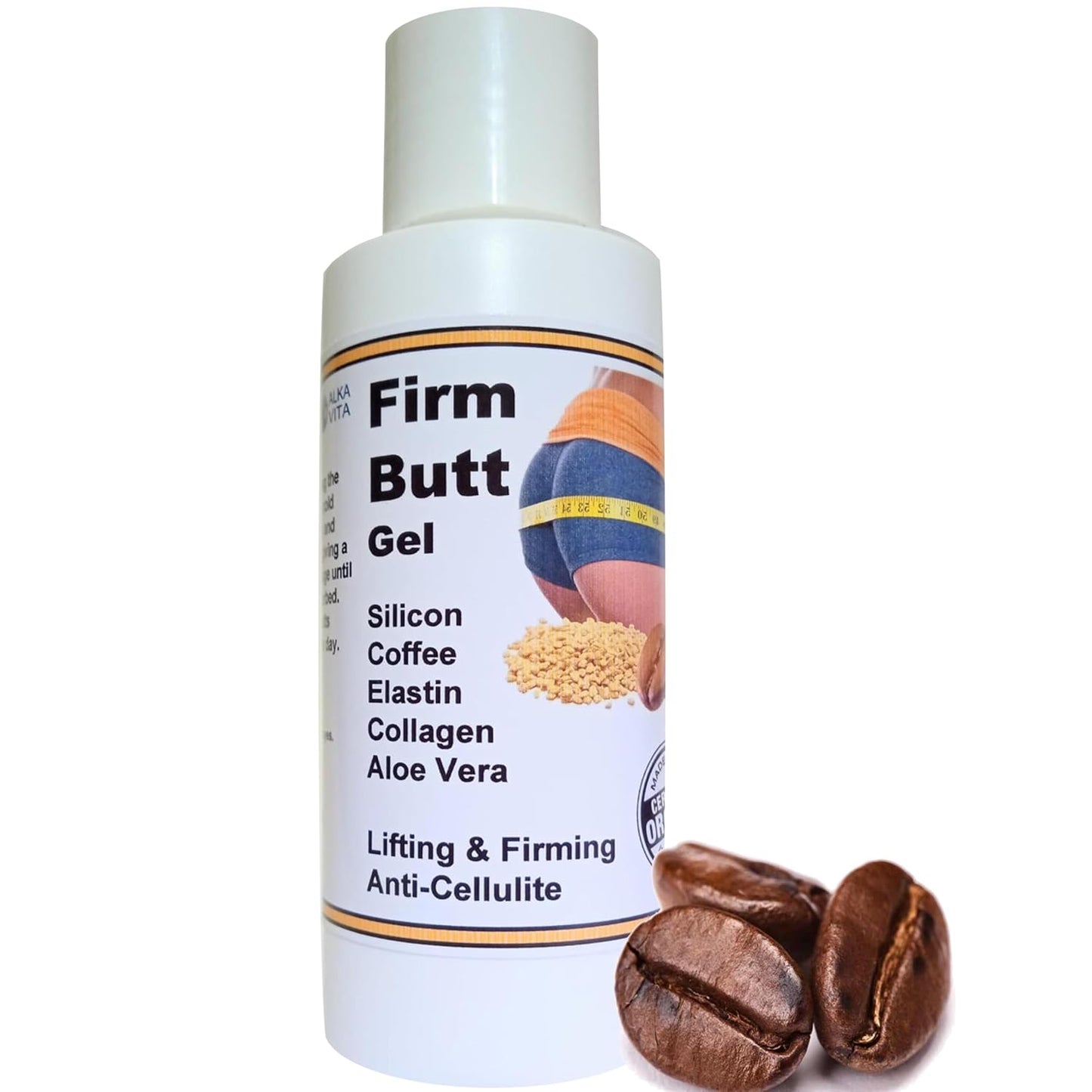 Natural Buttock Lifting Gel with Silica, Collagen, Coffee & Elastin for Firming and Tightening Saggy Skin