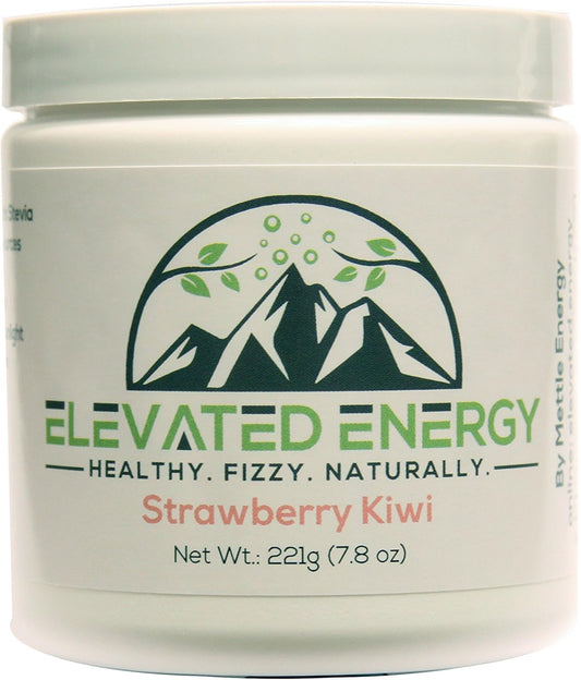 Natural Caffeine & Stevia Energy Drink Mix Powder - Strawberry Kiwi Flavor | Mettle Energy Fizzy Drink | 30 Servings