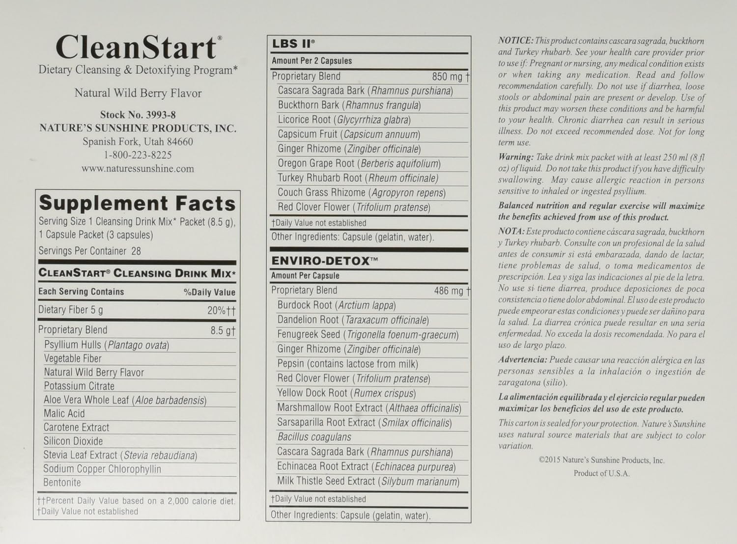 Natural Cleanstart Capsules in Wildberry Flavor, 56 Capsules - NATURE'S SUNSHINE