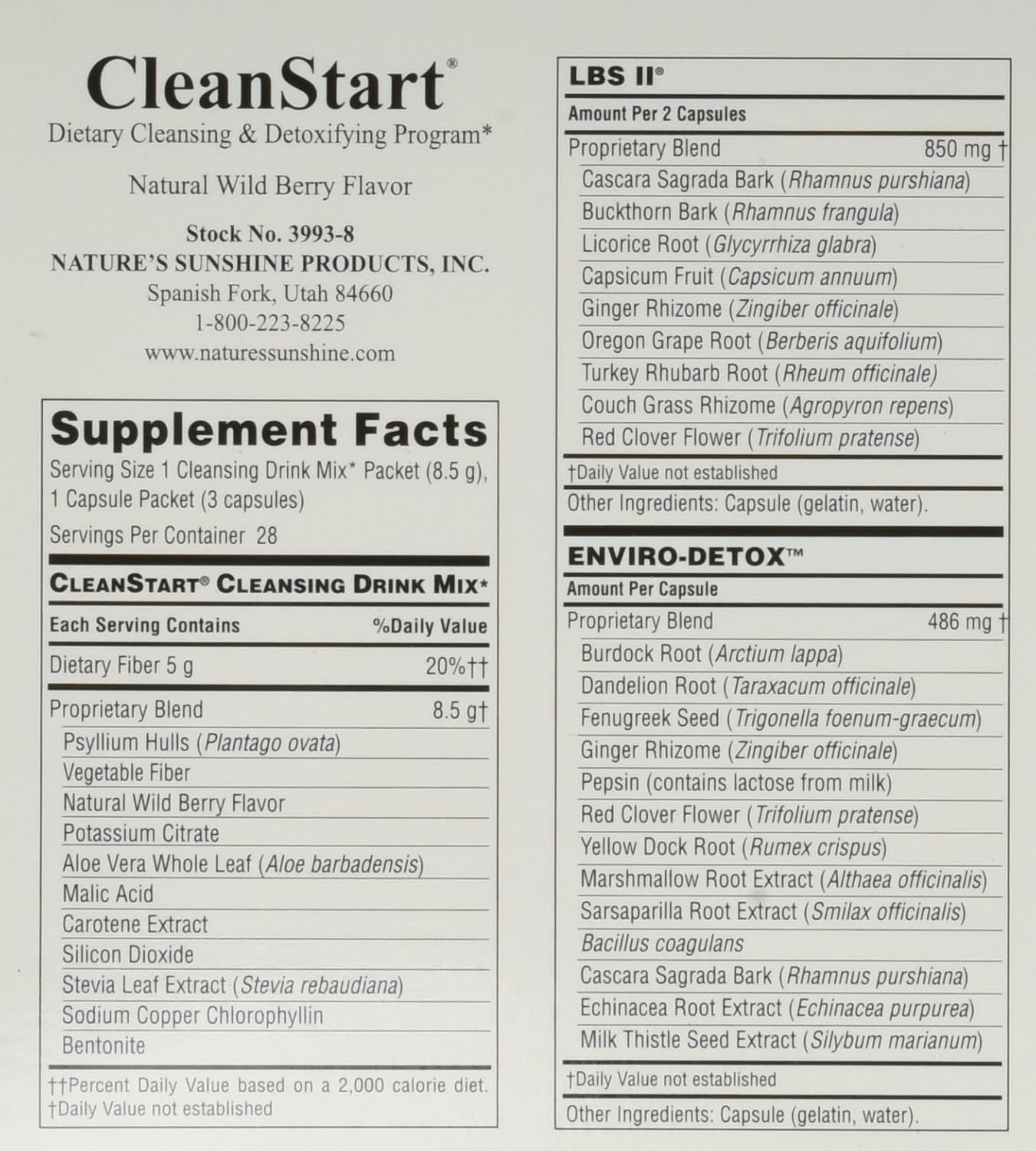 Natural Cleanstart Capsules in Wildberry Flavor, 56 Capsules - NATURE'S SUNSHINE