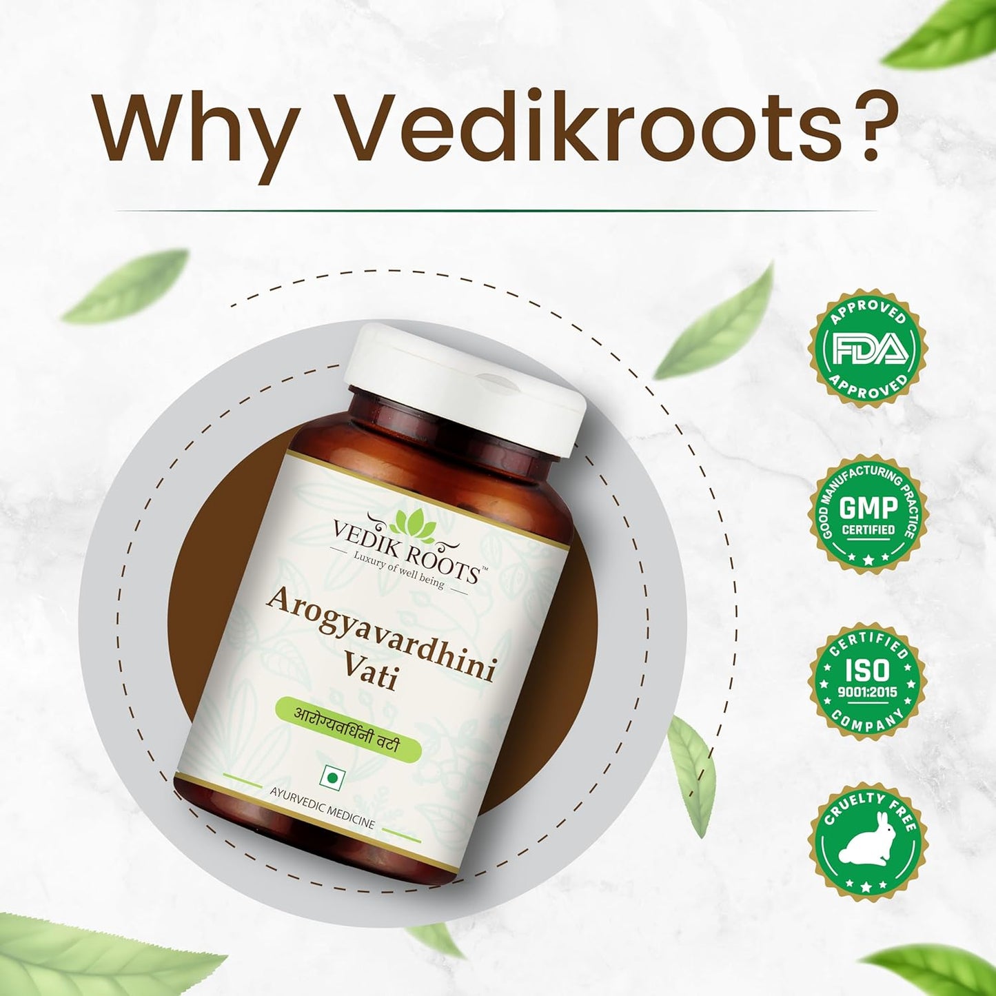 Natural Detox & Liver Support Tablets for Spleen Enlargement - Arogyavardhini Vati | Reduces Bloating & Improves Nutrient Absorption | 120 Tablets (360) by VEDIKROOTS