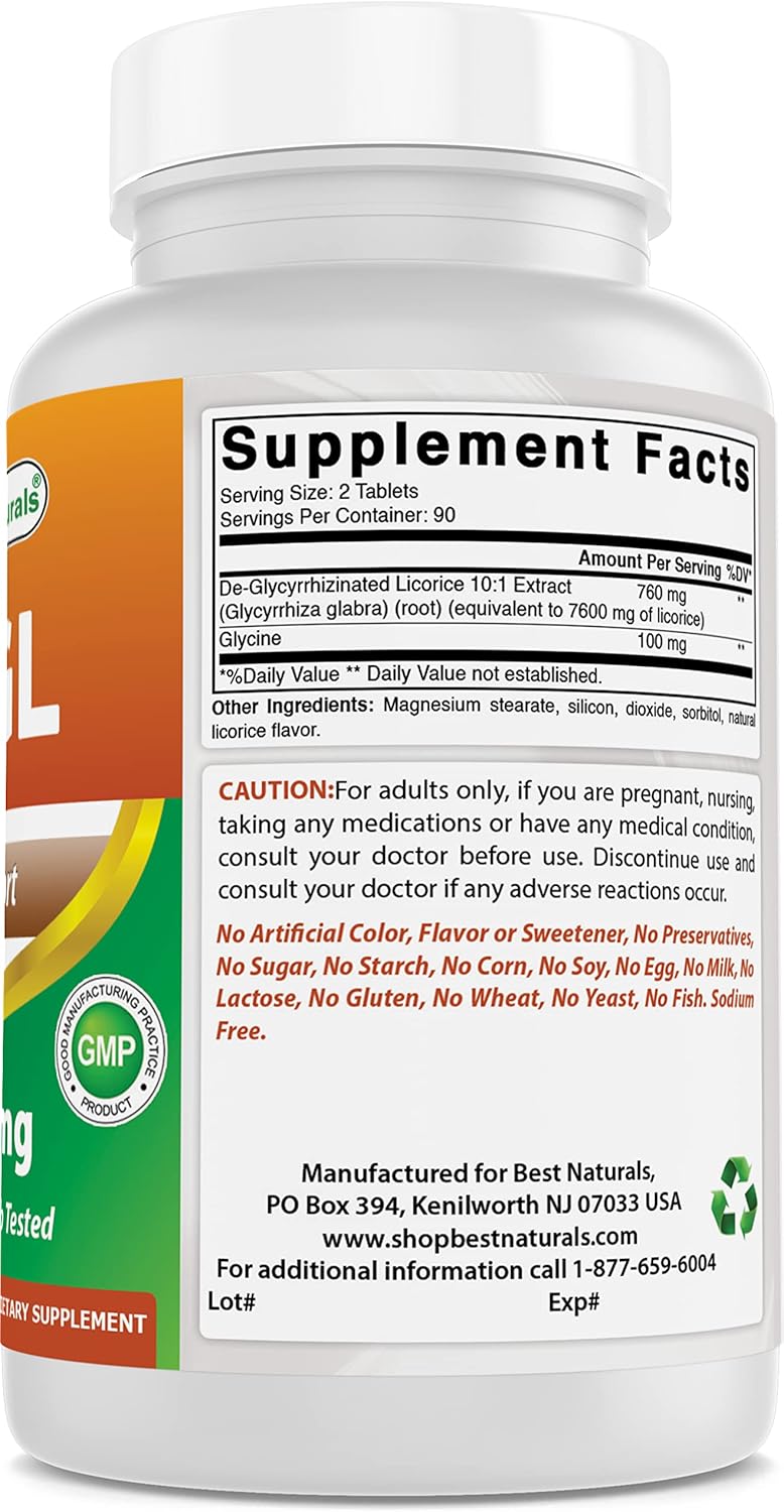 Natural DGL Chewable Tablets - 380 mg - 540 Tablets - Pack of 3