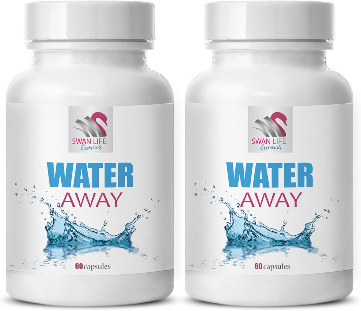 Natural Diuretic Blend Capsules for Fluid Balance and Water Support - SWAN LIFE ESSENTIALS Water Away Supplement - 2 Bottles, 120 Capsules