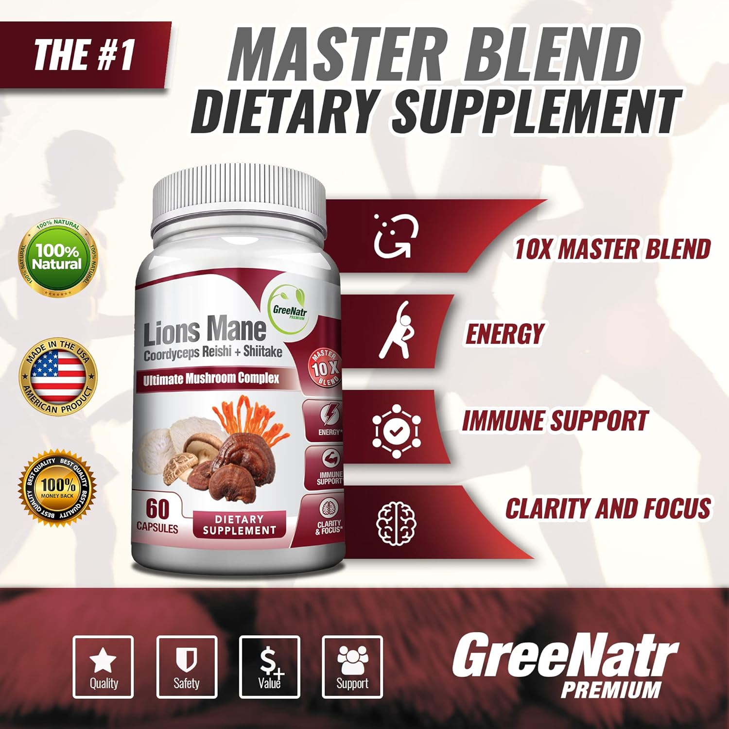 Natural Energy Boost and Menopause Support Bundle with Mushroom Supplement for Sustained Vitality and Herbal Complex for Hot Flashes and Night Sweats
