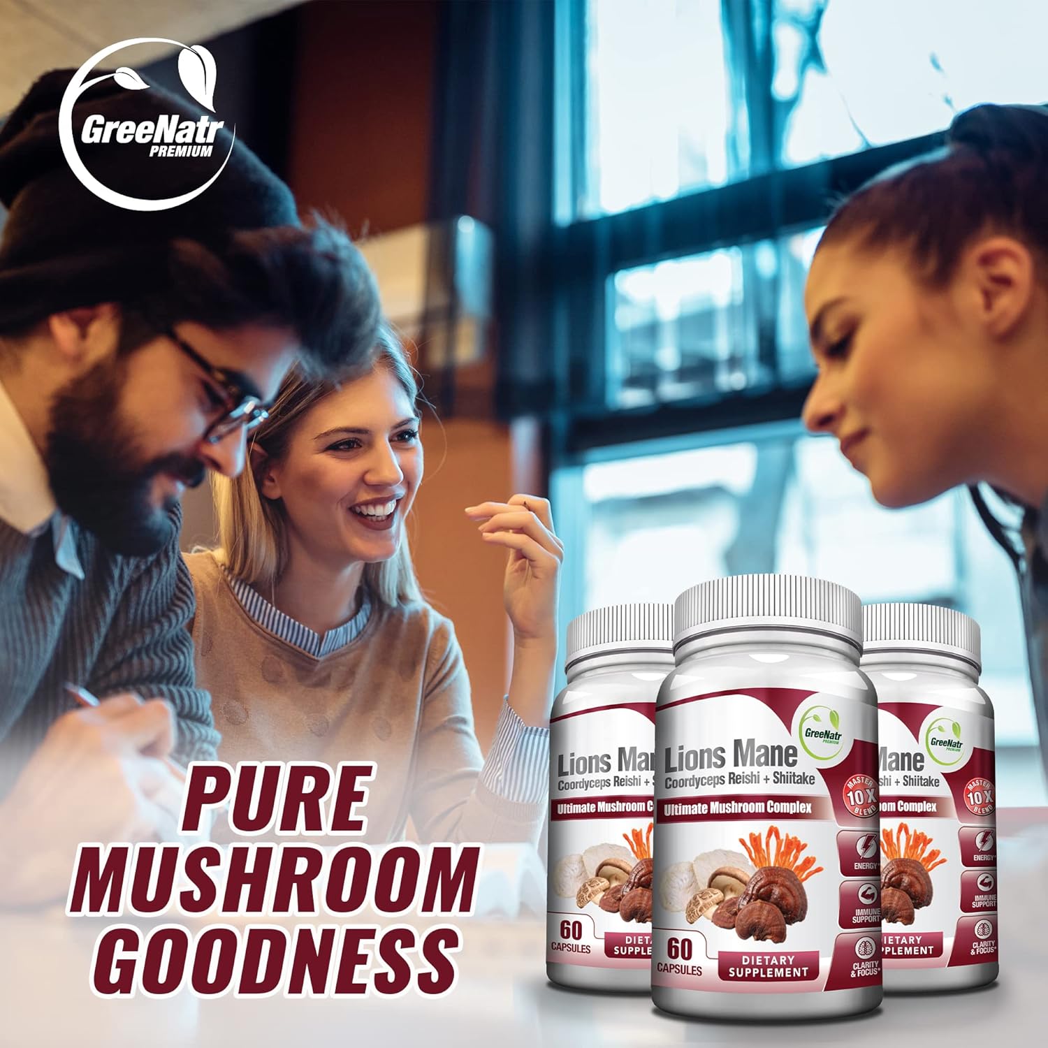Natural Energy Boost and Menopause Support Bundle with Mushroom Supplement for Sustained Vitality and Herbal Complex for Hot Flashes and Night Sweats
