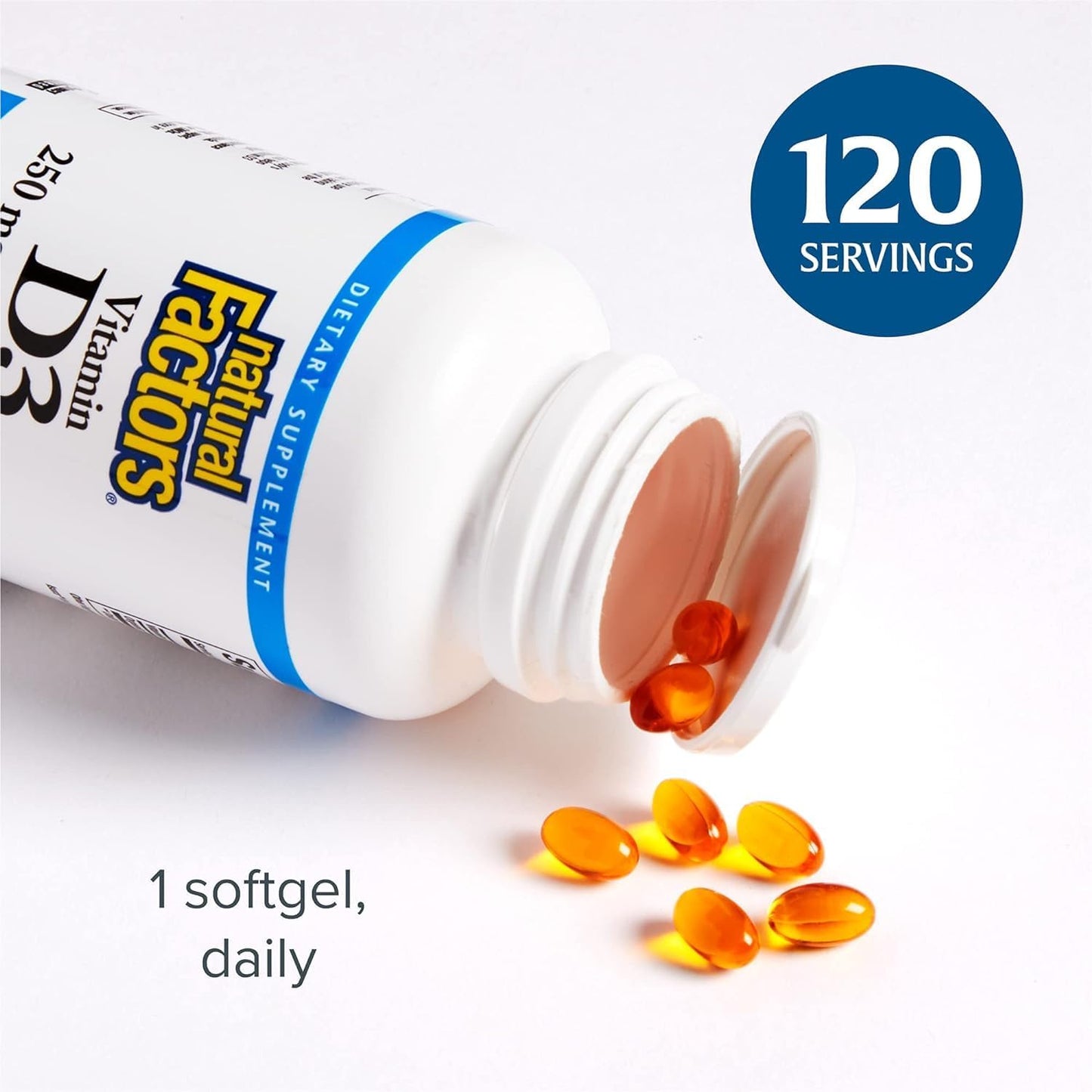 Natural Factors Vitamin D3 10000 IU Softgels for Stronger Bones, Muscles, and Immune Support - 120 Count