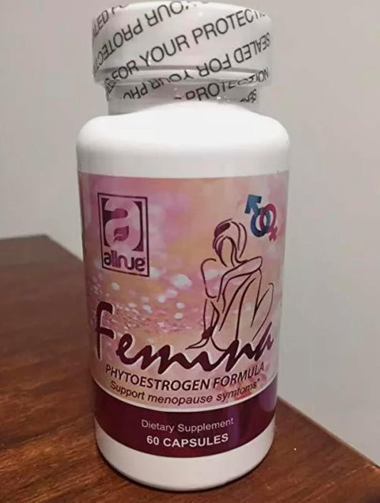 Natural Femina Phytoestrogen Formula for Menopause Support - 60 Capsules, 1 Month Treatment (Feminel)