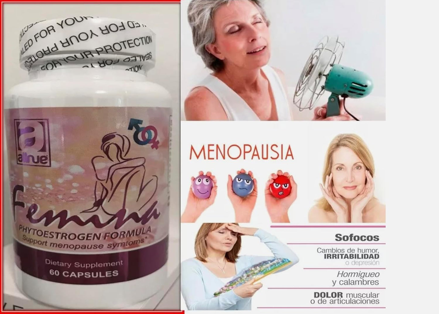 Natural Femina Phytoestrogen Formula for Menopause Support - 60 Capsules, 1 Month Treatment (Feminel)