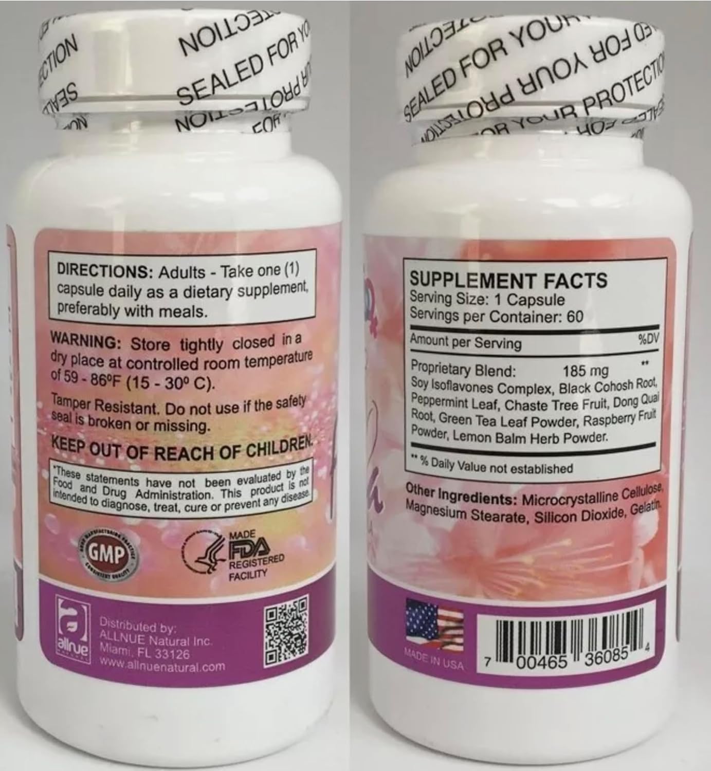 Natural Femina Phytoestrogen Formula for Menopause Support - 60 Capsules, 1 Month Treatment (Feminel)