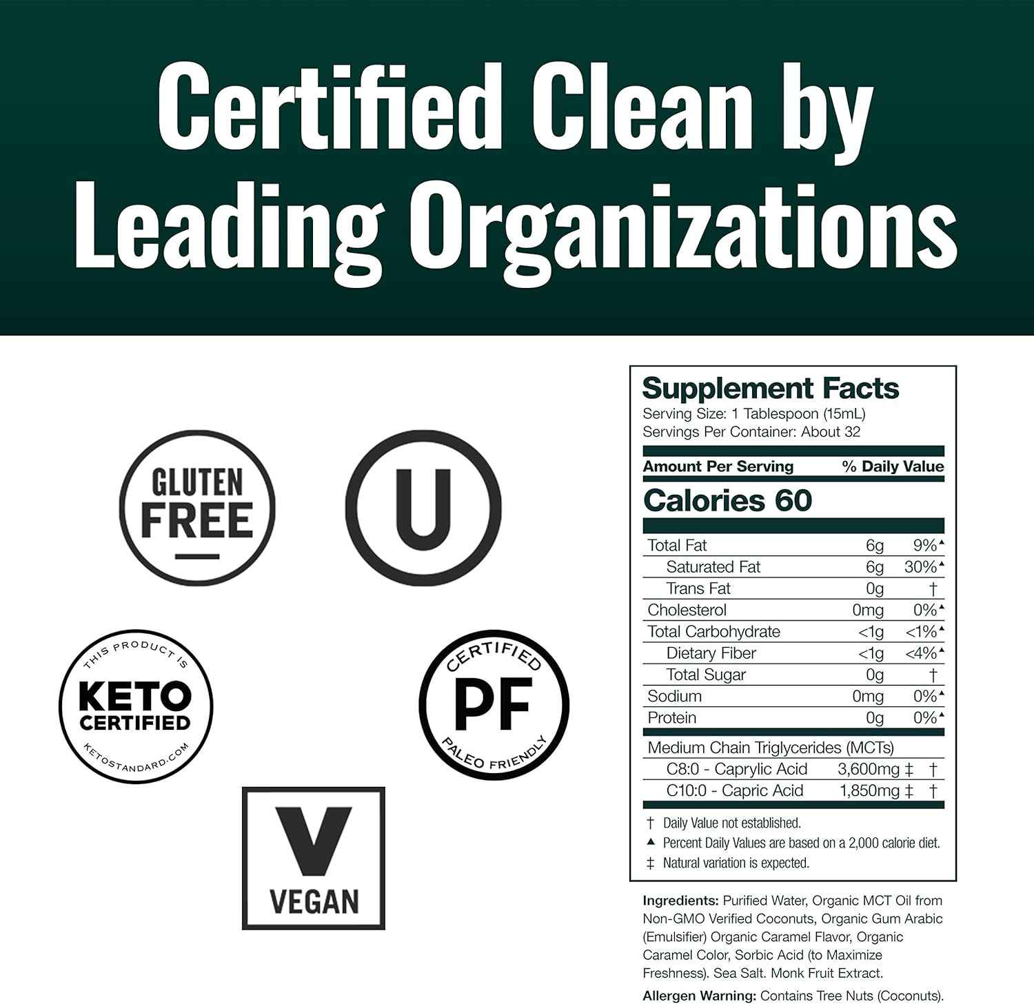 Natural Force Organic Clean Decaf Coffee + Creamy Caramel MCT Oil Bundle – Emulsified MCT Creamer & Mold & Mycotoxin Free Coffee – Non-GMO, Keto, Paleo, and Vegan - 12 Oz Bag and 16 Oz Glass Bottle