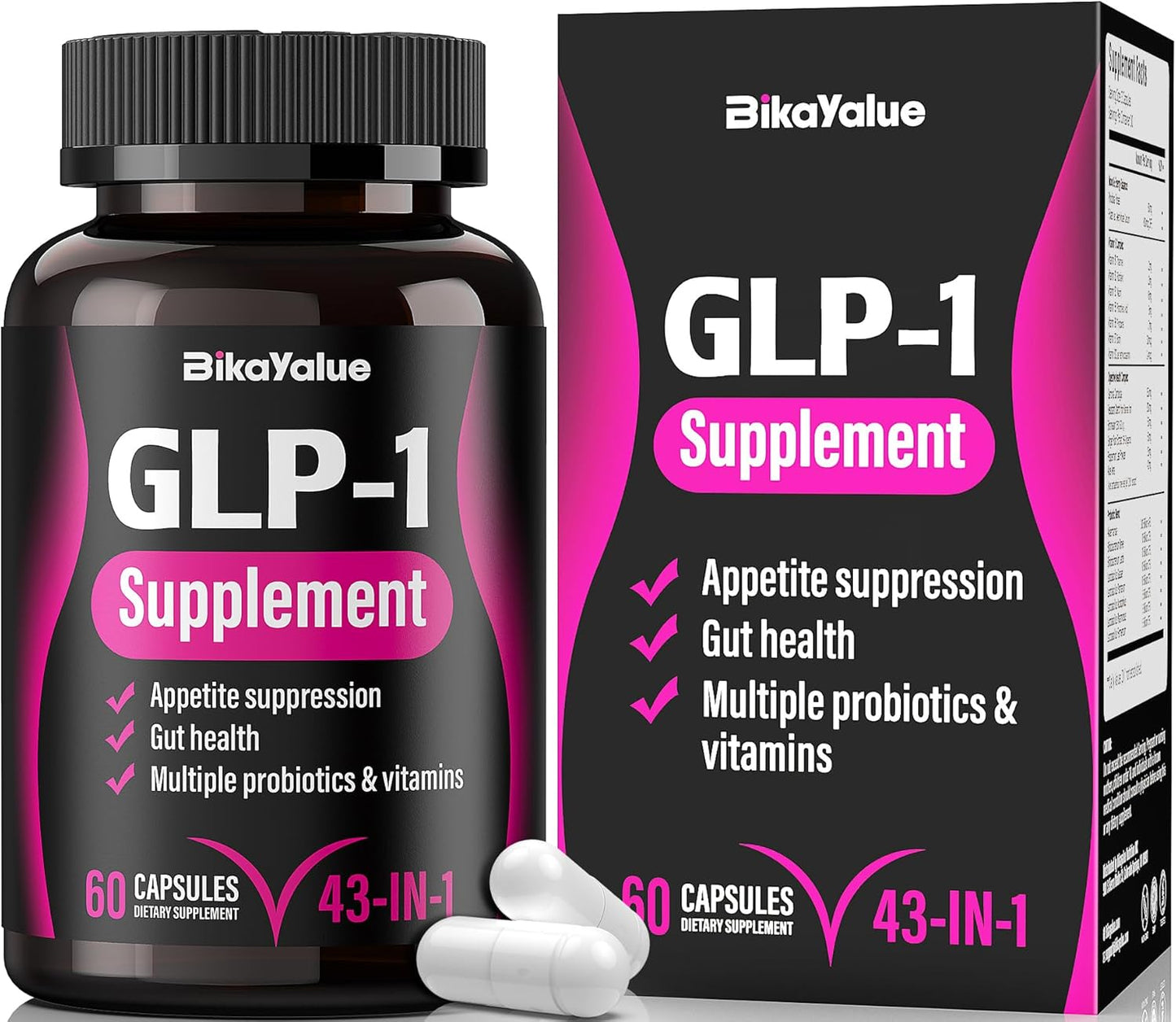 Natural GLP-1 Alternative Supplement with Green Tea, Garcinia Cambogia, Probiotics - Gut Health & Overall Wellness