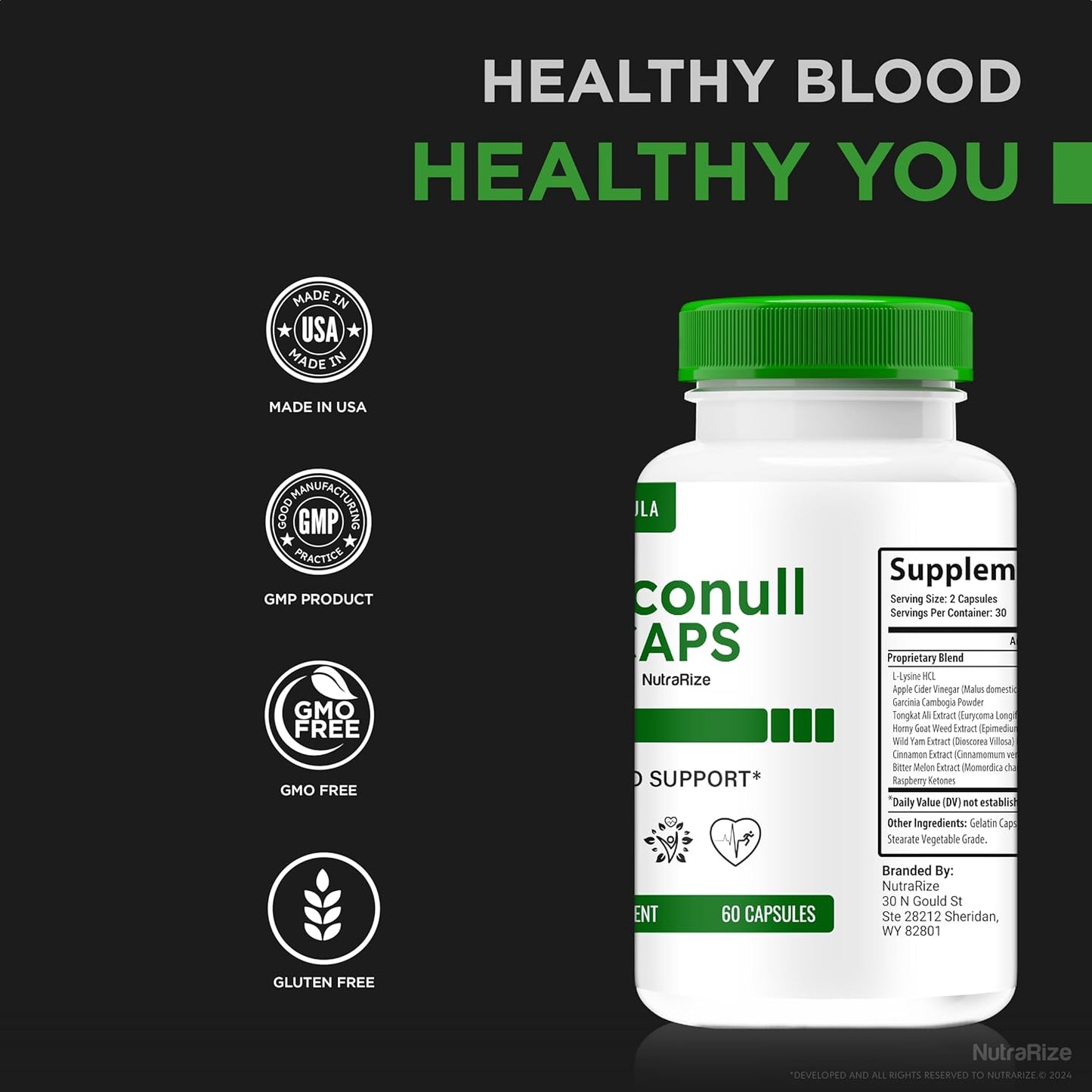 Natural Gluco NullCaps Formula for Stable Blood Sugar Levels and Increased Energy - 60 Capsules