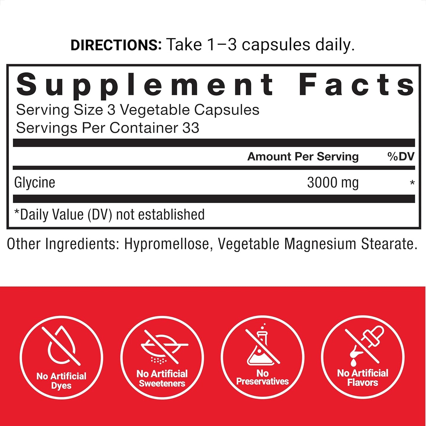 Natural Glycine Supplement for Relaxation, Sleep, Cognitive Function - 100 Veg Capsules by FORCE FACTOR
