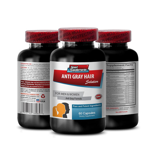 Natural Hair Growth Supplement for Men and Women - Anti-Gray Hair Solution - Saw Palmetto Pills for Hair Loss - Gray Hair Coverage - 60 Capsules